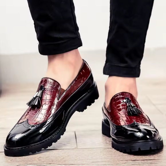 Cabuncci Men’s Vintage Brown Black Oxford Slip On Loafers Tassels Size 12 NWOT - Picture 6 of 12